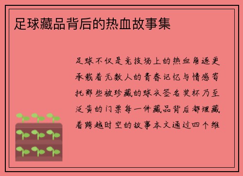 足球藏品背后的热血故事集